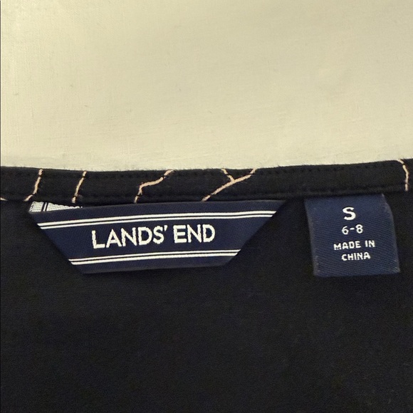 Lands’ End Floral Fit & Flare Dress Size S Cotton Stretch Pockets - Picture 5 of 5